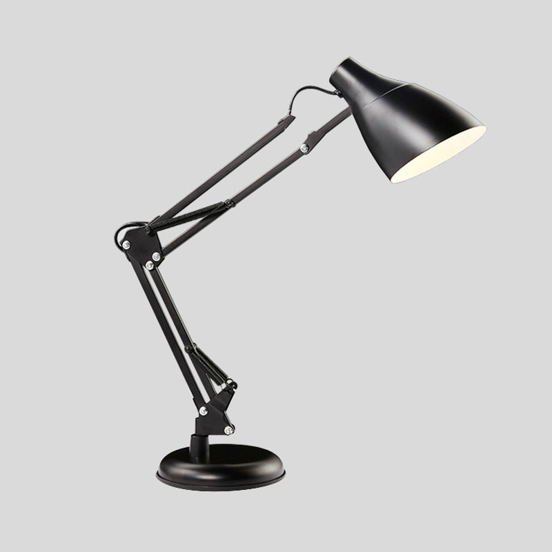 Black/White Multi-Joint Task Desk Lamp with Cone Shade Modern Style 1 Light Metallic Task Lighting for Study Room Clearhalo 'Lamps' 'Table Lamps' Lighting' 1401402