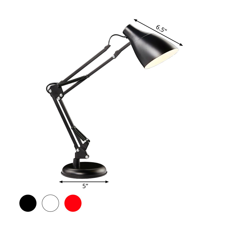 Black/White Multi-Joint Task Desk Lamp with Cone Shade Modern Style 1 Light Metallic Task Lighting for Study Room Clearhalo 'Lamps' 'Table Lamps' Lighting' 1401403