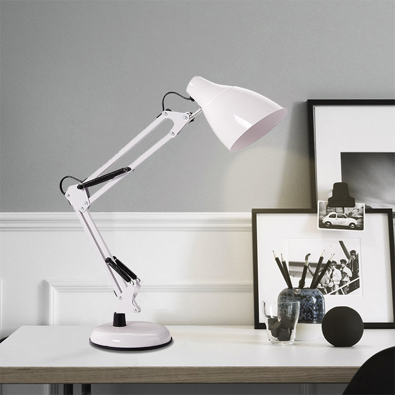 Black/White Multi-Joint Task Desk Lamp with Cone Shade Modern Style 1 Light Metallic Task Lighting for Study Room Clearhalo 'Lamps' 'Table Lamps' Lighting' 1401405