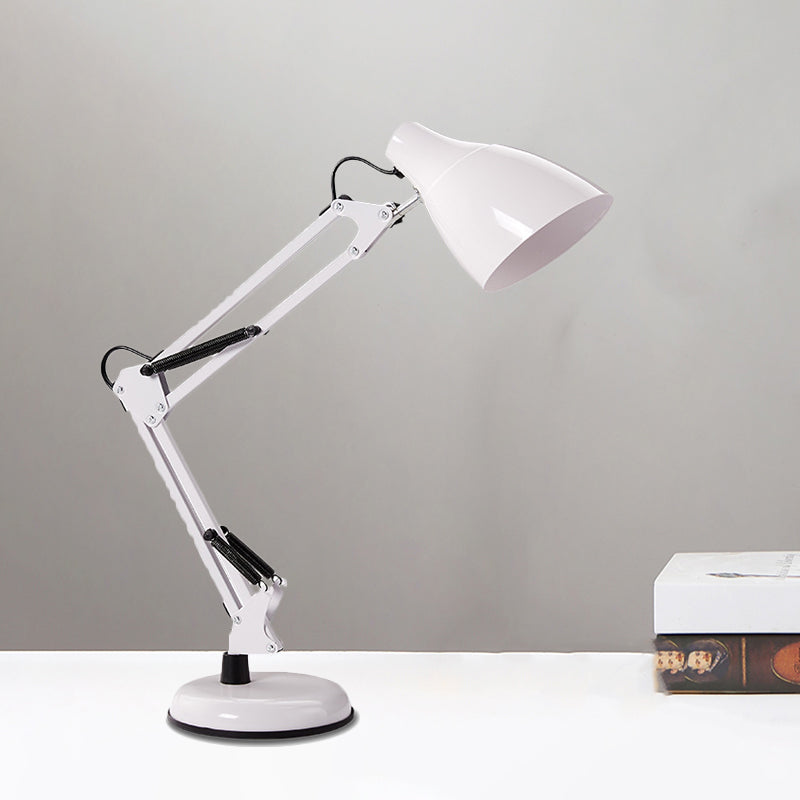 Black/White Multi-Joint Task Desk Lamp with Cone Shade Modern Style 1 Light Metallic Task Lighting for Study Room Clearhalo 'Lamps' 'Table Lamps' Lighting' 1401406