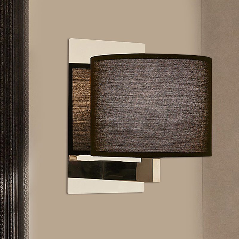 Drum Wall Sconce Lighting Modernism Fabric LED Wall Mount Light in White/Black for Bedside Clearhalo 'Modern wall lights' 'Modern' 'Wall Lamps & Sconces' 'Wall Lights' Lighting' 1401412