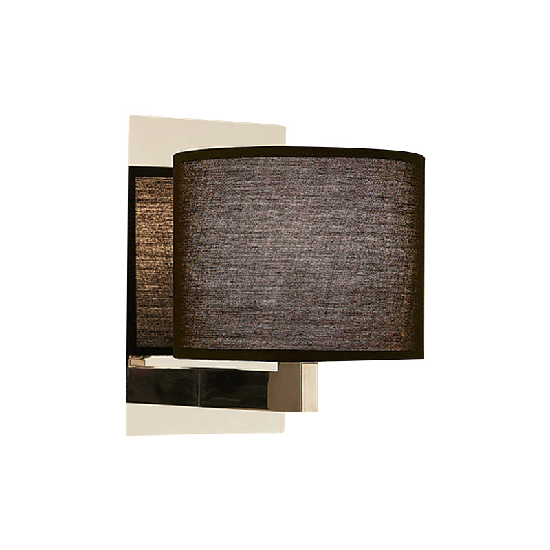 Drum Wall Sconce Lighting Modernism Fabric LED Wall Mount Light in White/Black for Bedside Black Clearhalo 'Modern wall lights' 'Modern' 'Wall Lamps & Sconces' 'Wall Lights' Lighting' 1401414