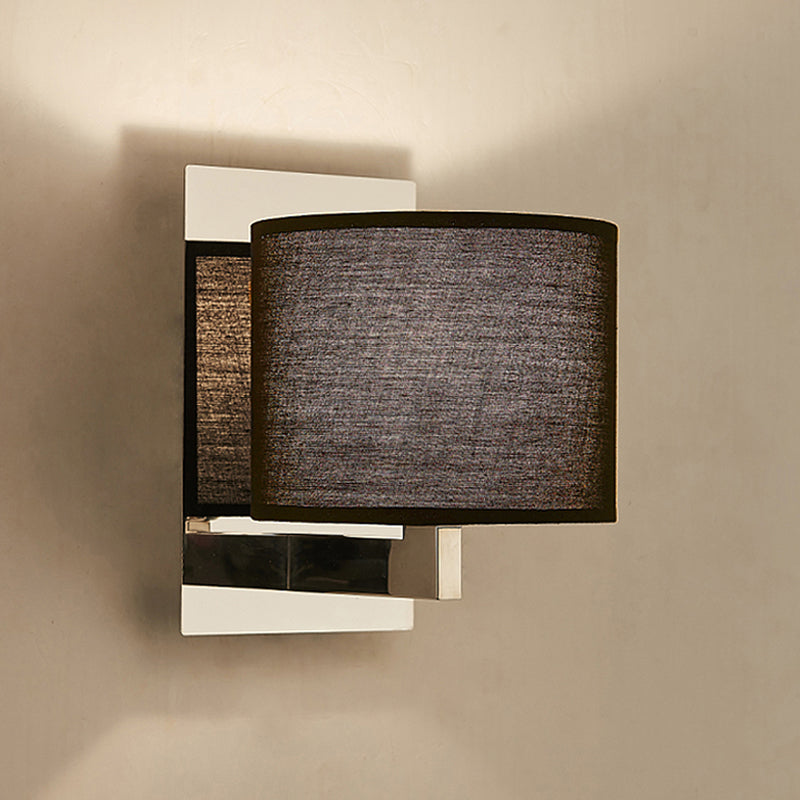 Drum Wall Sconce Lighting Modernism Fabric LED Wall Mount Light in White/Black for Bedside Clearhalo 'Modern wall lights' 'Modern' 'Wall Lamps & Sconces' 'Wall Lights' Lighting' 1401415