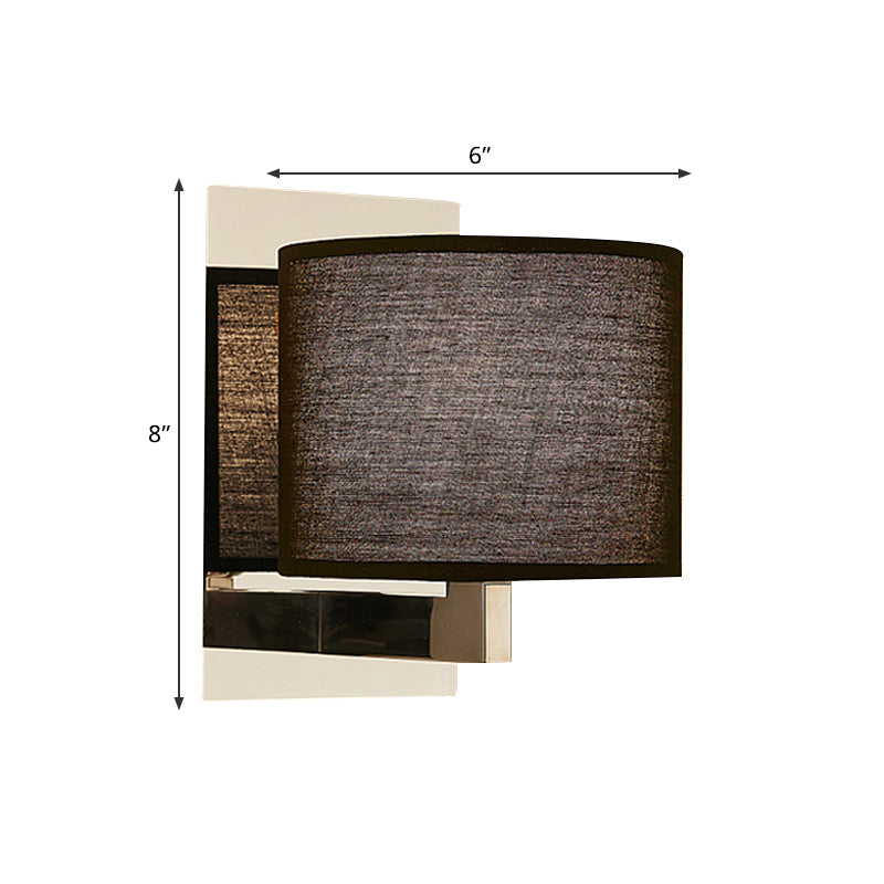 Drum Wall Sconce Lighting Modernism Fabric LED Wall Mount Light in White/Black for Bedside Clearhalo 'Modern wall lights' 'Modern' 'Wall Lamps & Sconces' 'Wall Lights' Lighting' 1401416