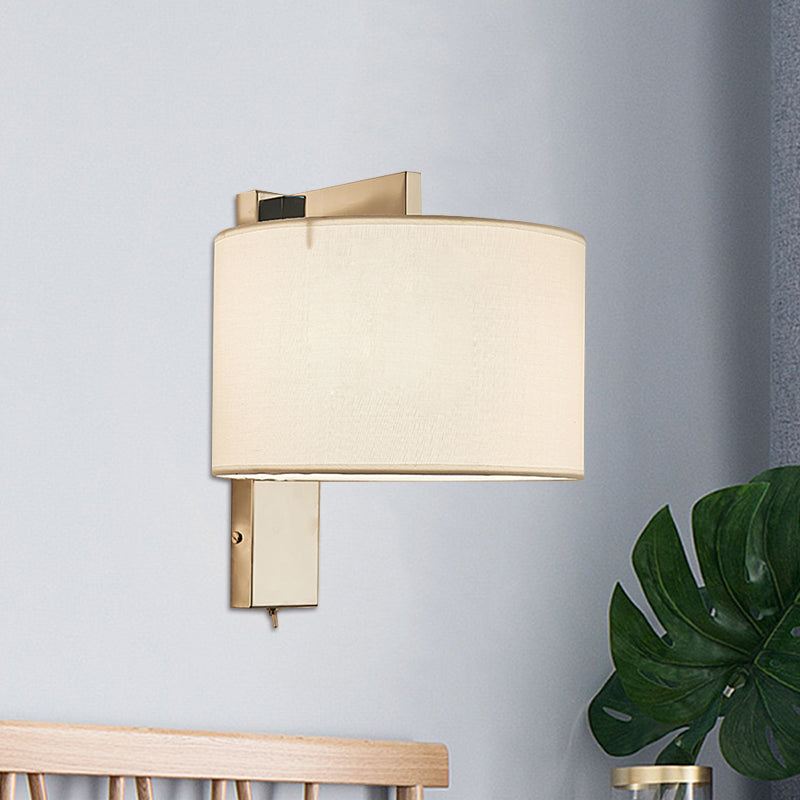 Drum Wall Sconce Lighting Modernism Fabric LED Wall Mount Light in White/Black for Bedside Clearhalo 'Modern wall lights' 'Modern' 'Wall Lamps & Sconces' 'Wall Lights' Lighting' 1401418