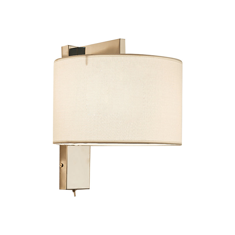 Drum Wall Sconce Lighting Modernism Fabric LED Wall Mount Light in White/Black for Bedside Clearhalo 'Modern wall lights' 'Modern' 'Wall Lamps & Sconces' 'Wall Lights' Lighting' 1401419