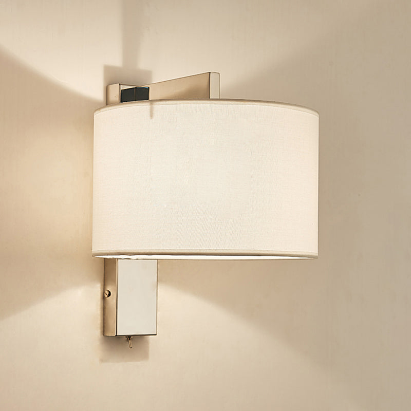 Drum Wall Sconce Lighting Modernism Fabric LED Wall Mount Light in White/Black for Bedside Clearhalo 'Modern wall lights' 'Modern' 'Wall Lamps & Sconces' 'Wall Lights' Lighting' 1401420