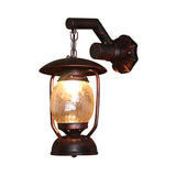 Lantern Outdoor Wall Light Fixture Vintage Clear Glass 1 Light Antique Copper Sconce Lamp Clearhalo 'Wall Lamps & Sconces' 'Wall Lights' Lighting' 140142