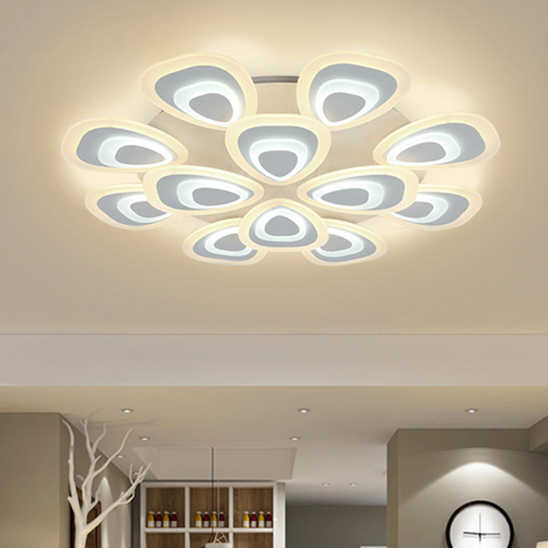 Peacock Tail Acrylic Ceiling Lighting Fixture Modern 3/5/9 Lights LED White Flush Mount Lamp in Warm/White/Natural Light Clearhalo 'Ceiling Lights' 'Close To Ceiling Lights' 'Close to ceiling' 'Semi-flushmount' Lighting' 1401453