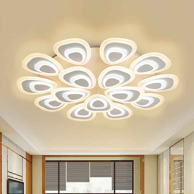 Peacock Tail Acrylic Ceiling Lighting Fixture Modern 3/5/9 Lights LED White Flush Mount Lamp in Warm/White/Natural Light Clearhalo 'Ceiling Lights' 'Close To Ceiling Lights' 'Close to ceiling' 'Semi-flushmount' Lighting' 1401459