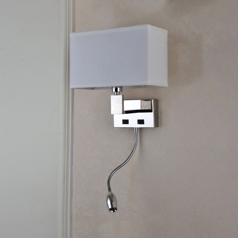 Rectangular Wall Mount Lighting Modern Fabric LED Wall Sconce Lighting in Beige with Spotlight Clearhalo 'Modern wall lights' 'Modern' 'Wall Lamps & Sconces' 'Wall Lights' Lighting' 1401463