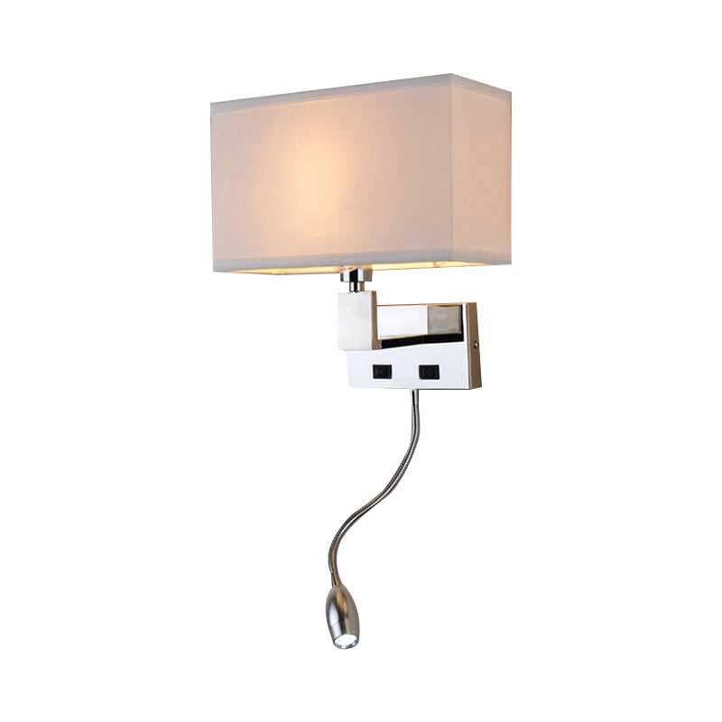 Rectangular Wall Mount Lighting Modern Fabric LED Wall Sconce Lighting in Beige with Spotlight Clearhalo 'Modern wall lights' 'Modern' 'Wall Lamps & Sconces' 'Wall Lights' Lighting' 1401464