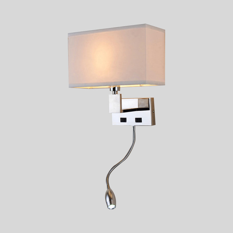 Rectangular Wall Mount Lighting Modern Fabric LED Wall Sconce Lighting in Beige with Spotlight Clearhalo 'Modern wall lights' 'Modern' 'Wall Lamps & Sconces' 'Wall Lights' Lighting' 1401465