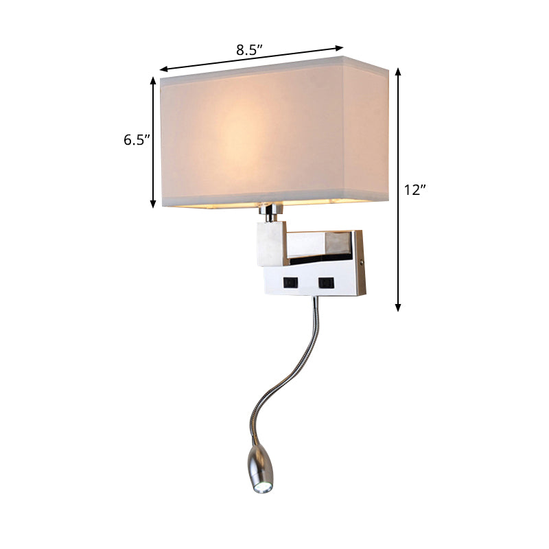 Rectangular Wall Mount Lighting Modern Fabric LED Wall Sconce Lighting in Beige with Spotlight Clearhalo 'Modern wall lights' 'Modern' 'Wall Lamps & Sconces' 'Wall Lights' Lighting' 1401466