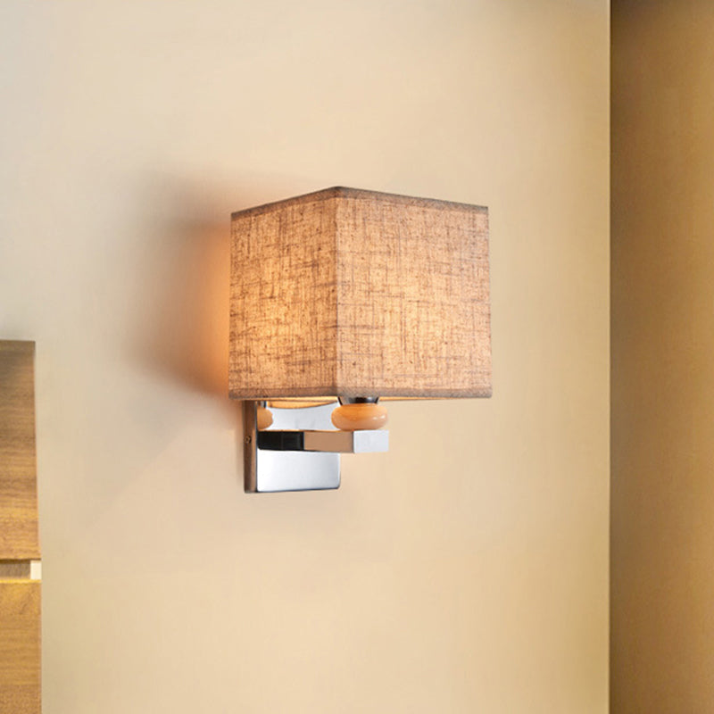 Fabric Cube Wall Sconce Lighting Contemporary LED Sconce Light in White/Black/Beige Clearhalo 'Modern wall lights' 'Modern' 'Wall Lamps & Sconces' 'Wall Lights' Lighting' 1401468