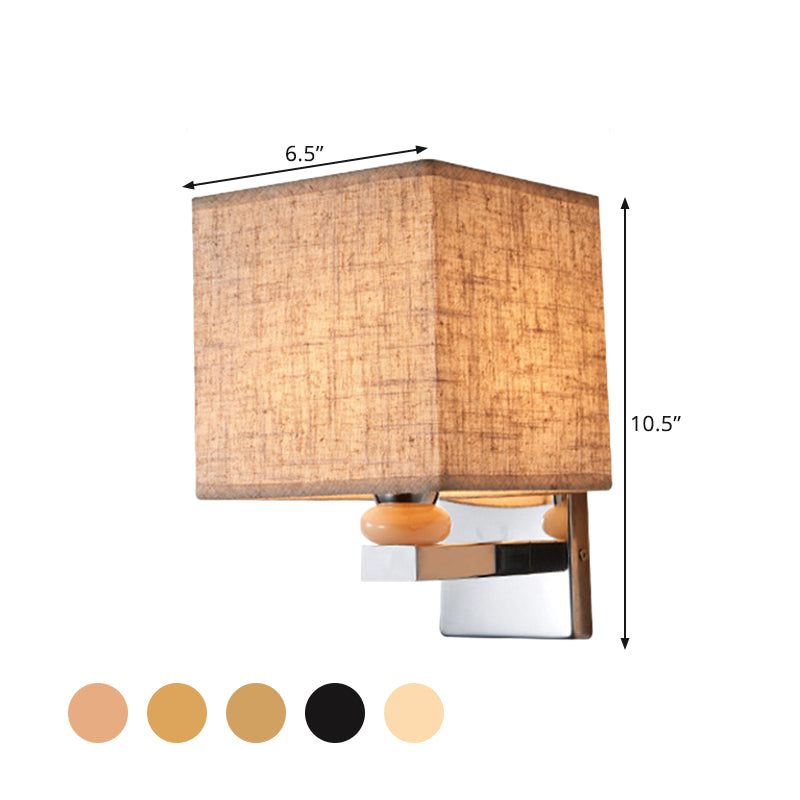 Fabric Cube Wall Sconce Lighting Contemporary LED Sconce Light in White/Black/Beige Clearhalo 'Modern wall lights' 'Modern' 'Wall Lamps & Sconces' 'Wall Lights' Lighting' 1401471