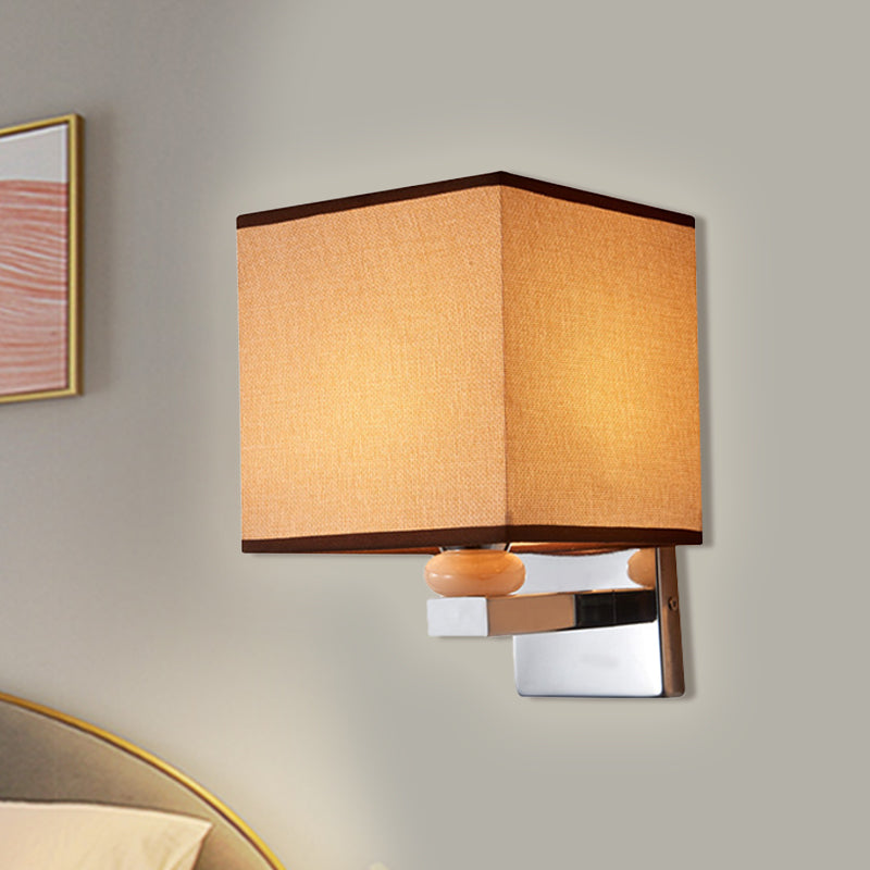 Fabric Cube Wall Sconce Lighting Contemporary LED Sconce Light in White/Black/Beige Beige Clearhalo 'Modern wall lights' 'Modern' 'Wall Lamps & Sconces' 'Wall Lights' Lighting' 1401472