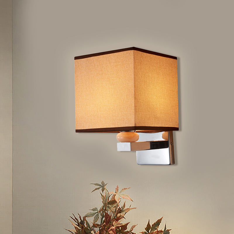 Fabric Cube Wall Sconce Lighting Contemporary LED Sconce Light in White/Black/Beige Clearhalo 'Modern wall lights' 'Modern' 'Wall Lamps & Sconces' 'Wall Lights' Lighting' 1401473