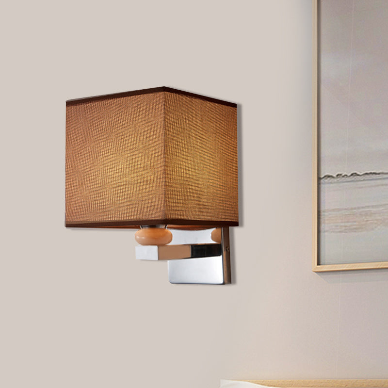 Fabric Cube Wall Sconce Lighting Contemporary LED Sconce Light in White/Black/Beige Brown Clearhalo 'Modern wall lights' 'Modern' 'Wall Lamps & Sconces' 'Wall Lights' Lighting' 1401476