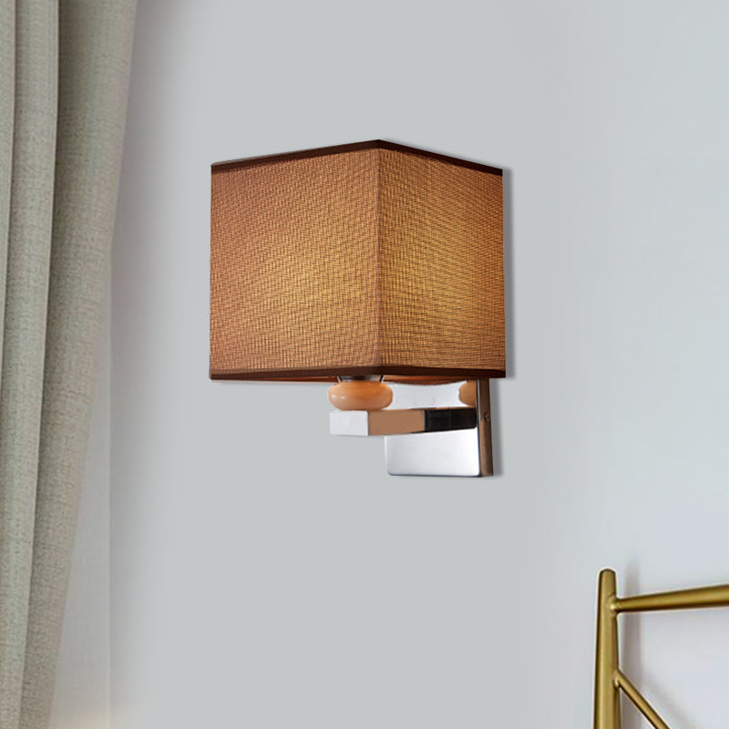 Fabric Cube Wall Sconce Lighting Contemporary LED Sconce Light in White/Black/Beige Clearhalo 'Modern wall lights' 'Modern' 'Wall Lamps & Sconces' 'Wall Lights' Lighting' 1401477