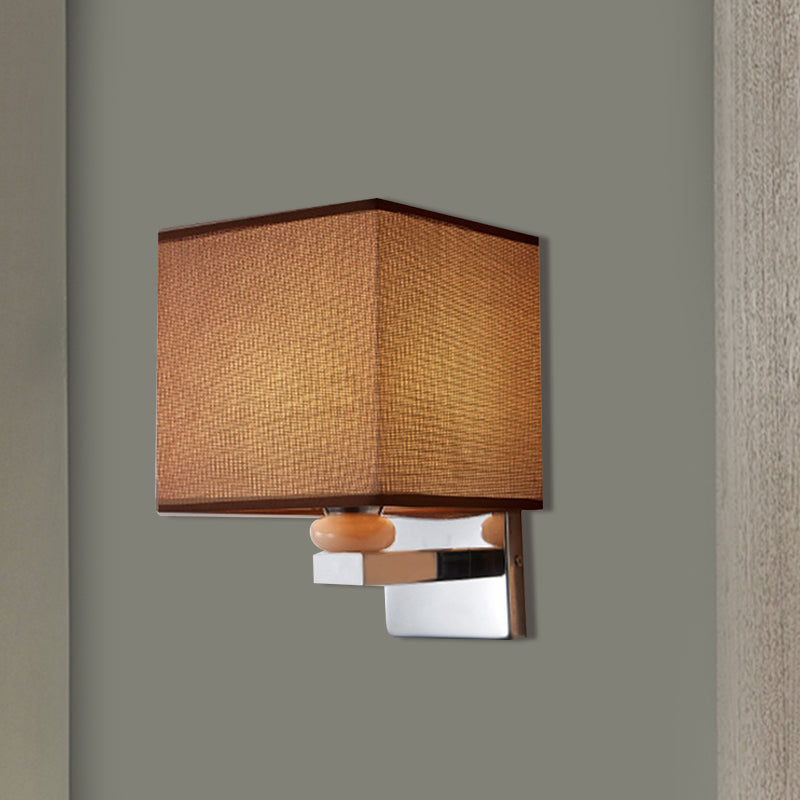 Fabric Cube Wall Sconce Lighting Contemporary LED Sconce Light in White/Black/Beige Clearhalo 'Modern wall lights' 'Modern' 'Wall Lamps & Sconces' 'Wall Lights' Lighting' 1401478