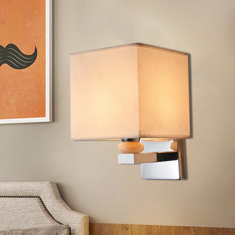 Fabric Cube Wall Sconce Lighting Contemporary LED Sconce Light in White/Black/Beige White Clearhalo 'Modern wall lights' 'Modern' 'Wall Lamps & Sconces' 'Wall Lights' Lighting' 1401484