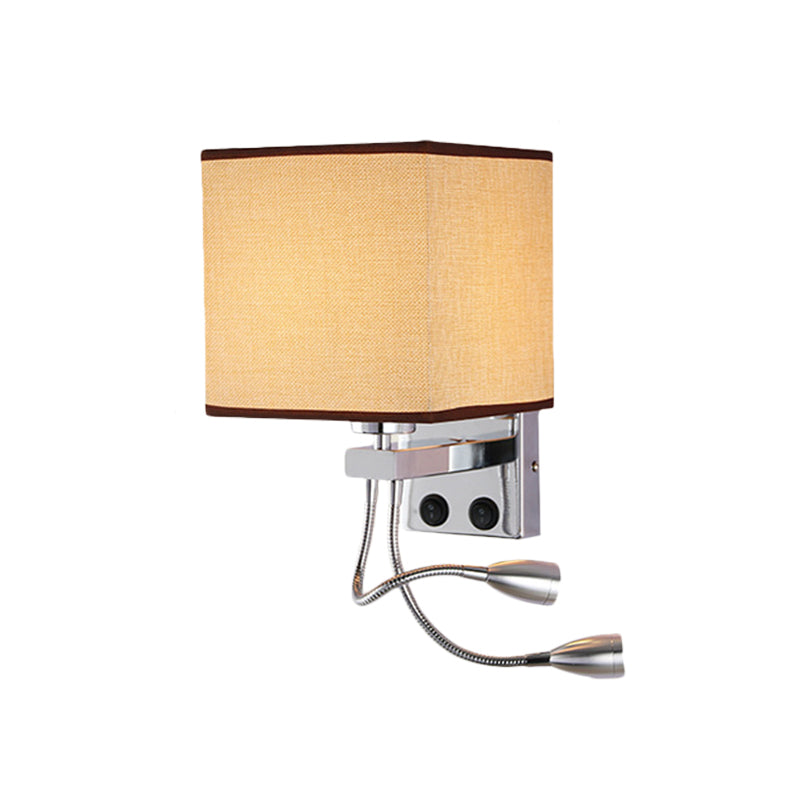 White/Black/Beige Cube Wall Sconce Lighting Modernism Fabric 1 Light Wall Mount Light Clearhalo 'Modern wall lights' 'Modern' 'Wall Lamps & Sconces' 'Wall Lights' Lighting' 1401510