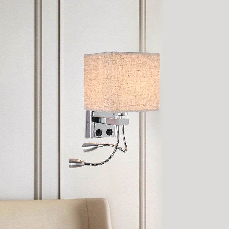 White/Black/Beige Cube Wall Sconce Lighting Modernism Fabric 1 Light Wall Mount Light Clearhalo 'Modern wall lights' 'Modern' 'Wall Lamps & Sconces' 'Wall Lights' Lighting' 1401514