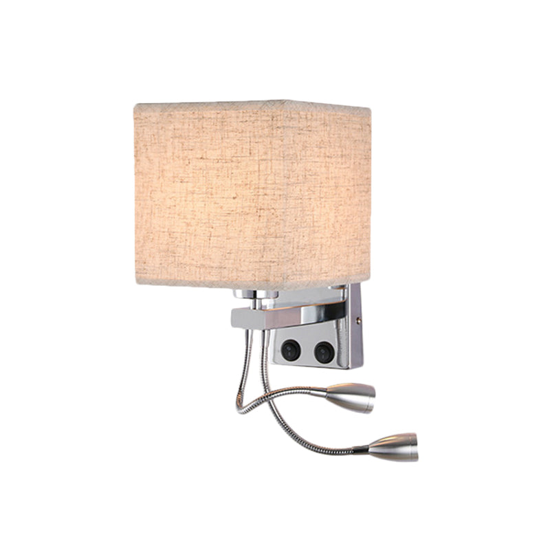 White/Black/Beige Cube Wall Sconce Lighting Modernism Fabric 1 Light Wall Mount Light Clearhalo 'Modern wall lights' 'Modern' 'Wall Lamps & Sconces' 'Wall Lights' Lighting' 1401515