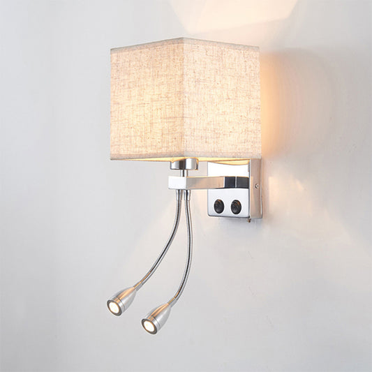 White/Black/Beige Cube Wall Sconce Lighting Modernism Fabric 1 Light Wall Mount Light Clearhalo 'Modern wall lights' 'Modern' 'Wall Lamps & Sconces' 'Wall Lights' Lighting' 1401516