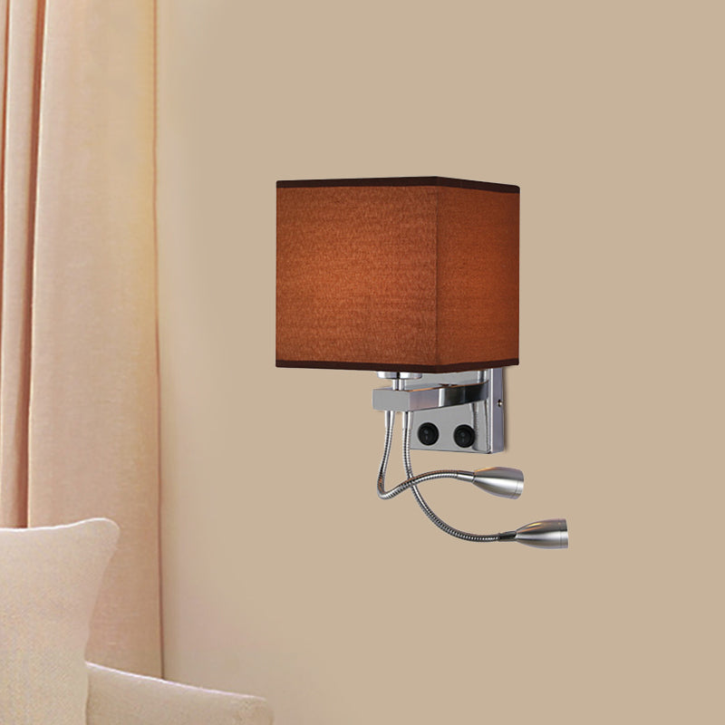 White/Black/Beige Cube Wall Sconce Lighting Modernism Fabric 1 Light Wall Mount Light Clearhalo 'Modern wall lights' 'Modern' 'Wall Lamps & Sconces' 'Wall Lights' Lighting' 1401518