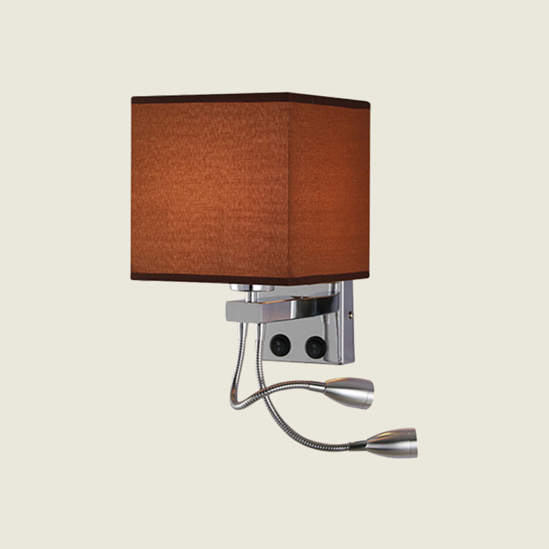 White/Black/Beige Cube Wall Sconce Lighting Modernism Fabric 1 Light Wall Mount Light Clearhalo 'Modern wall lights' 'Modern' 'Wall Lamps & Sconces' 'Wall Lights' Lighting' 1401520