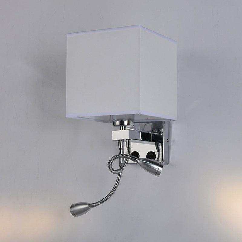 White/Black/Beige Cube Wall Sconce Lighting Modernism Fabric 1 Light Wall Mount Light Clearhalo 'Modern wall lights' 'Modern' 'Wall Lamps & Sconces' 'Wall Lights' Lighting' 1401523