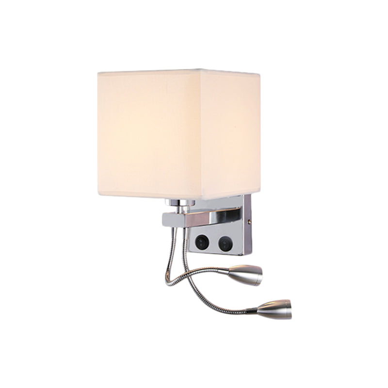 White/Black/Beige Cube Wall Sconce Lighting Modernism Fabric 1 Light Wall Mount Light Clearhalo 'Modern wall lights' 'Modern' 'Wall Lamps & Sconces' 'Wall Lights' Lighting' 1401524
