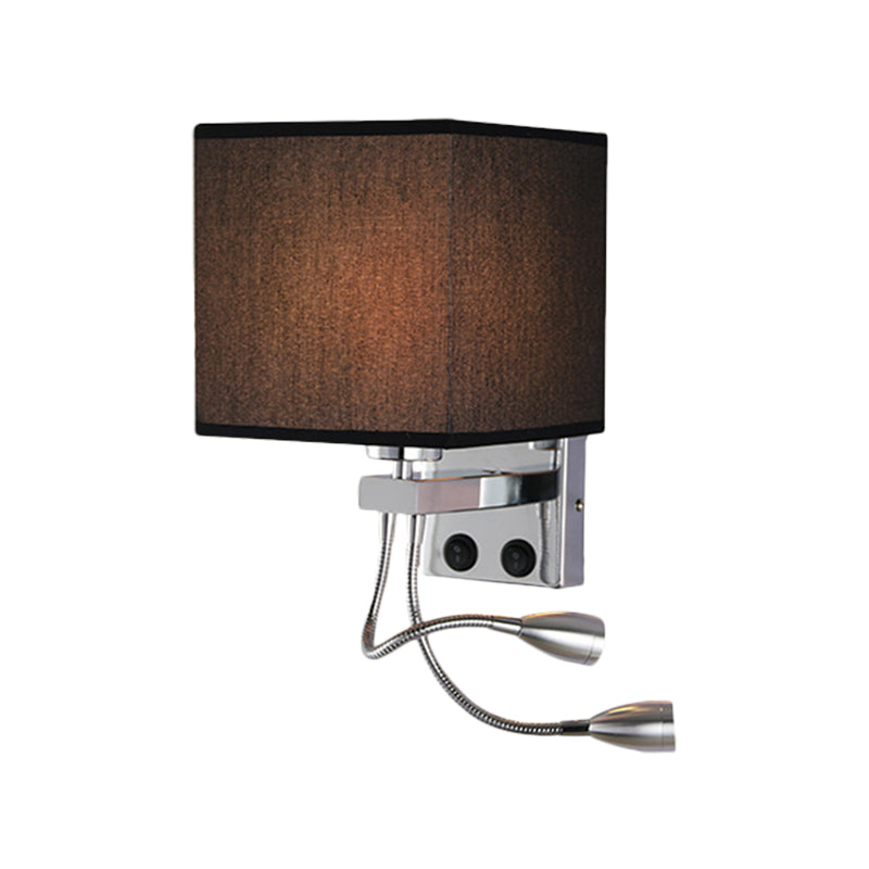 White/Black/Beige Cube Wall Sconce Lighting Modernism Fabric 1 Light Wall Mount Light Clearhalo 'Modern wall lights' 'Modern' 'Wall Lamps & Sconces' 'Wall Lights' Lighting' 1401527