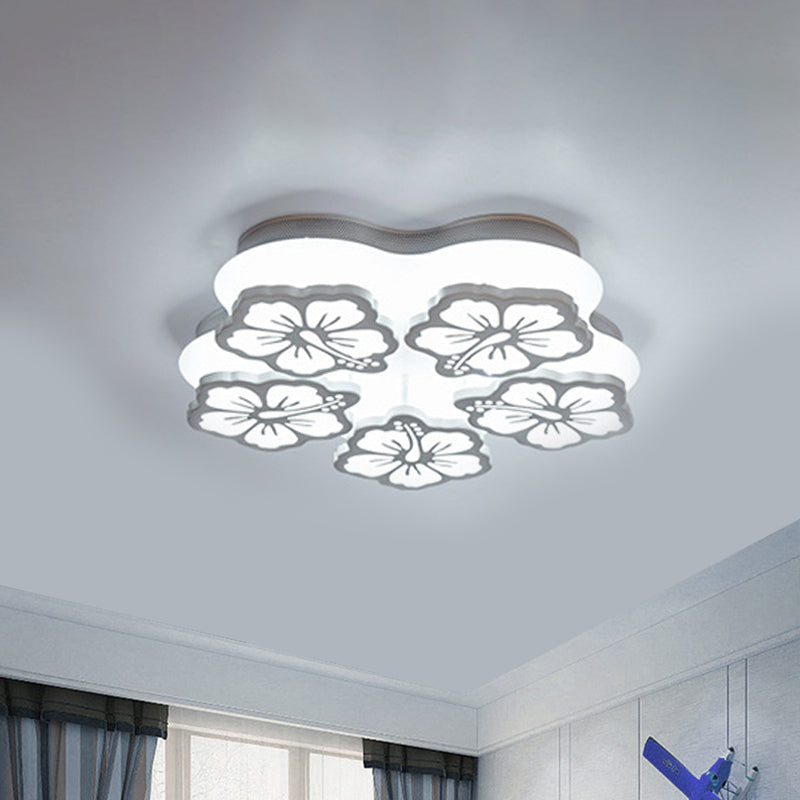 Simplicity Blossom Acrylic Flush Mount Light LED 5/7/12-Head Ceiling Lamp Fixture in Warm/White/Natural Light Clearhalo 'Ceiling Lights' 'Close To Ceiling Lights' 'Close to ceiling' 'Semi-flushmount' Lighting' 1401530