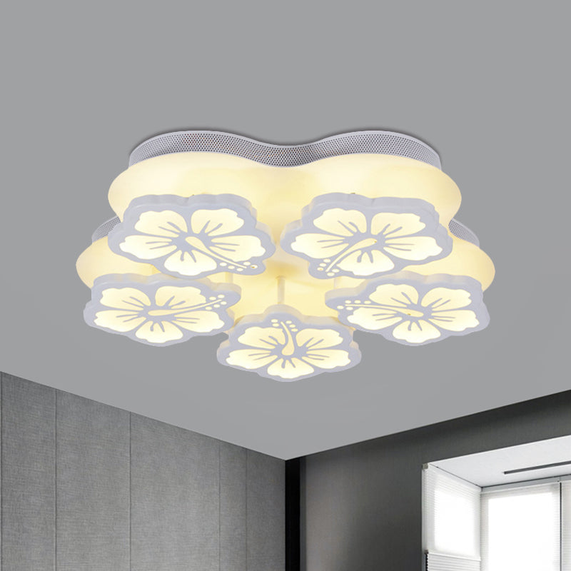 Simplicity Blossom Acrylic Flush Mount Light LED 5/7/12-Head Ceiling Lamp Fixture in Warm/White/Natural Light Clearhalo 'Ceiling Lights' 'Close To Ceiling Lights' 'Close to ceiling' 'Semi-flushmount' Lighting' 1401531