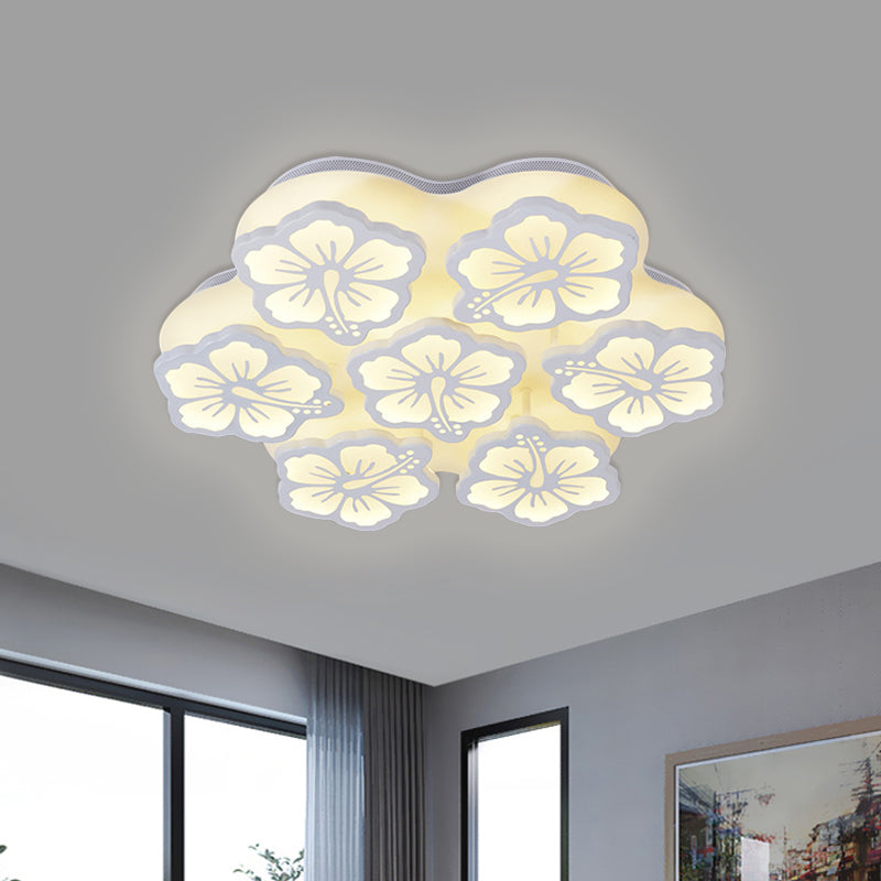 Simplicity Blossom Acrylic Flush Mount Light LED 5/7/12-Head Ceiling Lamp Fixture in Warm/White/Natural Light Clearhalo 'Ceiling Lights' 'Close To Ceiling Lights' 'Close to ceiling' 'Semi-flushmount' Lighting' 1401535