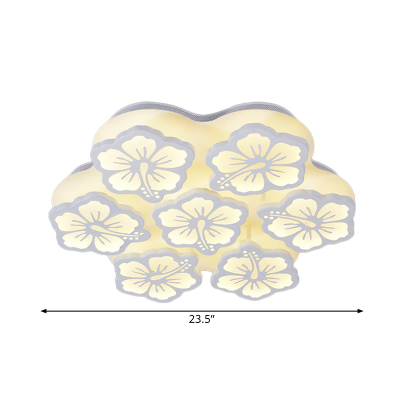 Simplicity Blossom Acrylic Flush Mount Light LED 5/7/12-Head Ceiling Lamp Fixture in Warm/White/Natural Light Clearhalo 'Ceiling Lights' 'Close To Ceiling Lights' 'Close to ceiling' 'Semi-flushmount' Lighting' 1401538