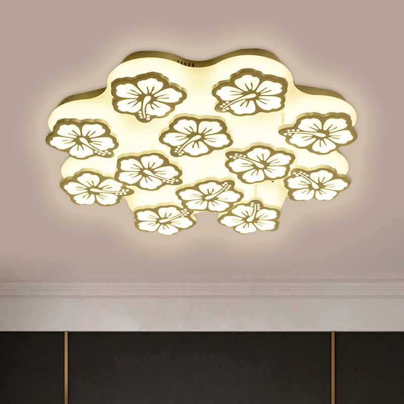 Simplicity Blossom Acrylic Flush Mount Light LED 5/7/12-Head Ceiling Lamp Fixture in Warm/White/Natural Light Clearhalo 'Ceiling Lights' 'Close To Ceiling Lights' 'Close to ceiling' 'Semi-flushmount' Lighting' 1401540