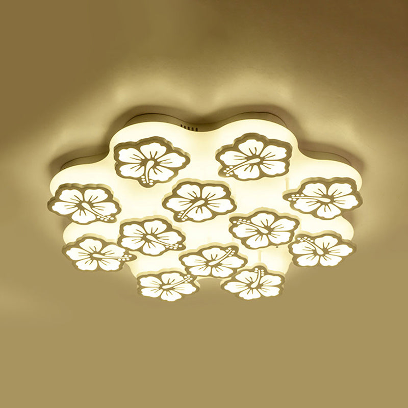 Simplicity Blossom Acrylic Flush Mount Light LED 5/7/12-Head Ceiling Lamp Fixture in Warm/White/Natural Light Clearhalo 'Ceiling Lights' 'Close To Ceiling Lights' 'Close to ceiling' 'Semi-flushmount' Lighting' 1401542