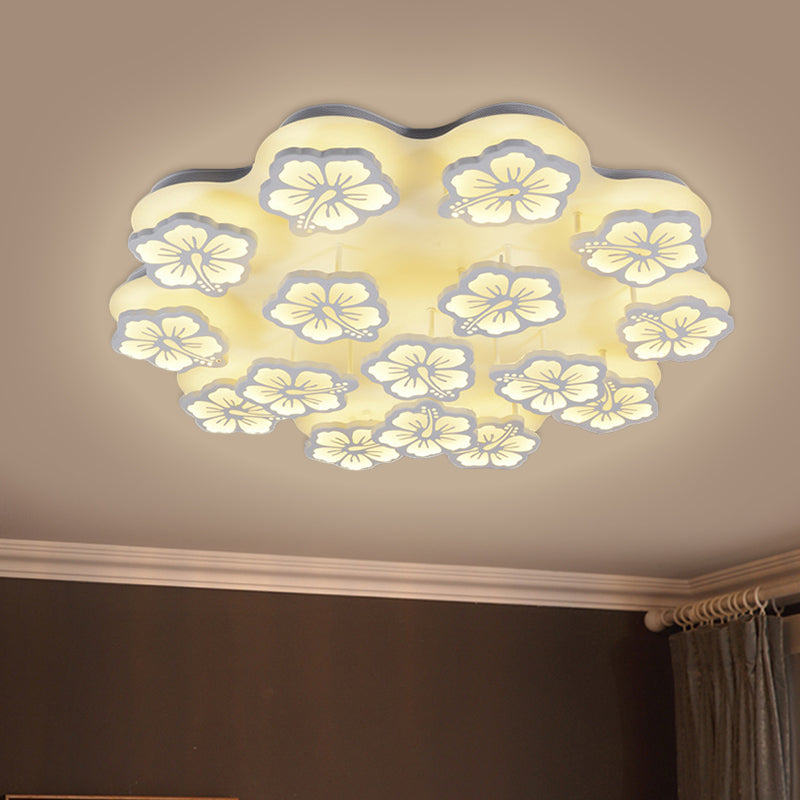 Simplicity Blossom Acrylic Flush Mount Light LED 5/7/12-Head Ceiling Lamp Fixture in Warm/White/Natural Light 16 White Clearhalo 'Ceiling Lights' 'Close To Ceiling Lights' 'Close to ceiling' 'Semi-flushmount' Lighting' 1401544