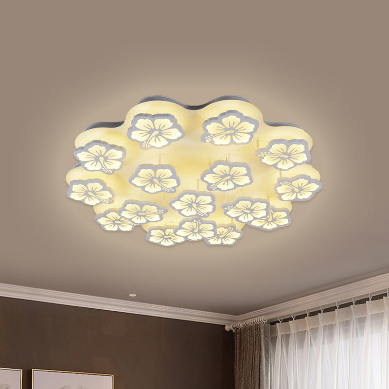 Simplicity Blossom Acrylic Flush Mount Light LED 5/7/12-Head Ceiling Lamp Fixture in Warm/White/Natural Light Clearhalo 'Ceiling Lights' 'Close To Ceiling Lights' 'Close to ceiling' 'Semi-flushmount' Lighting' 1401545