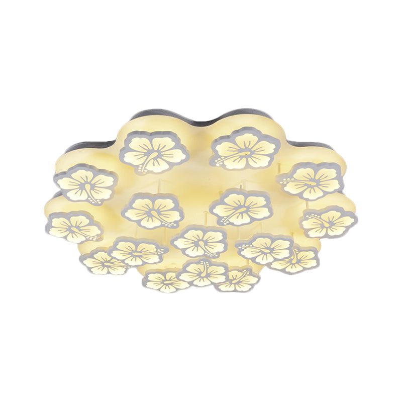 Simplicity Blossom Acrylic Flush Mount Light LED 5/7/12-Head Ceiling Lamp Fixture in Warm/White/Natural Light Clearhalo 'Ceiling Lights' 'Close To Ceiling Lights' 'Close to ceiling' 'Semi-flushmount' Lighting' 1401547