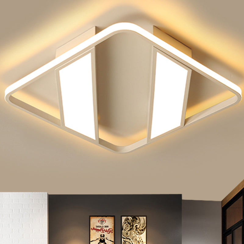 Symmetrical Trapezoid Shade Flush Light Fixture Modern Metal Integrated LED Black/White Ceiling Flush Mount for Bedroom in Warm/White Clearhalo 'Ceiling Lights' 'Close To Ceiling Lights' 'Close to ceiling' 'Flush mount' Lighting' 1401555