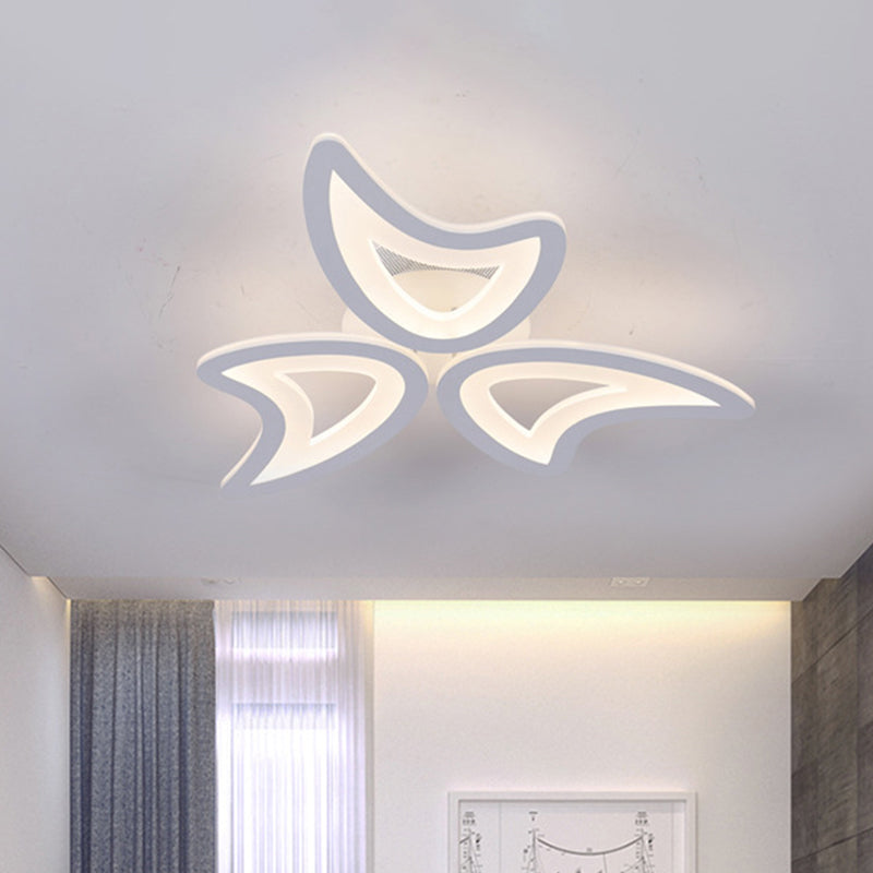 Modern 3/4/5 Lights Ceiling Lamp with Acrylic Shade White LED Leaves Flush Mount Ceiling Light in Warm/White/Natural Light Clearhalo 'Ceiling Lights' 'Close To Ceiling Lights' 'Close to ceiling' 'Semi-flushmount' Lighting' 1401559