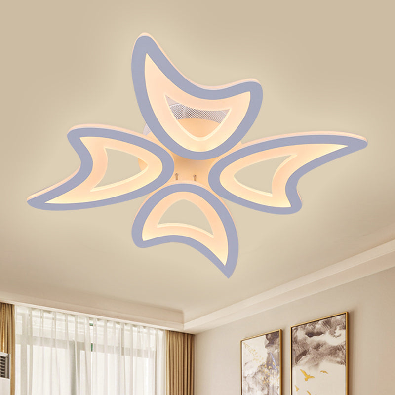 Modern 3/4/5 Lights Ceiling Lamp with Acrylic Shade White LED Leaves Flush Mount Ceiling Light in Warm/White/Natural Light 4 White Clearhalo 'Ceiling Lights' 'Close To Ceiling Lights' 'Close to ceiling' 'Semi-flushmount' Lighting' 1401563