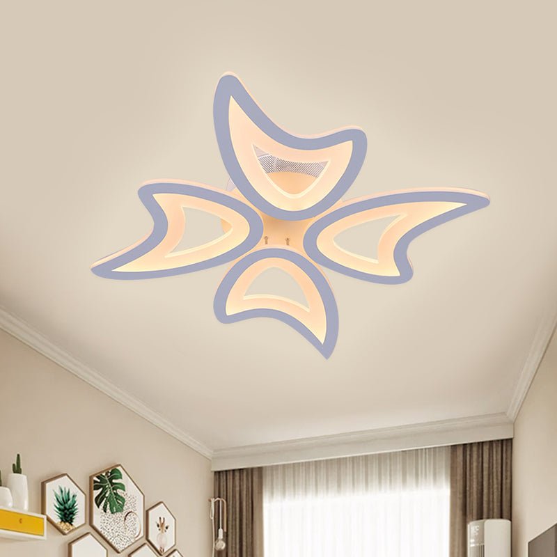 Modern 3/4/5 Lights Ceiling Lamp with Acrylic Shade White LED Leaves Flush Mount Ceiling Light in Warm/White/Natural Light Clearhalo 'Ceiling Lights' 'Close To Ceiling Lights' 'Close to ceiling' 'Semi-flushmount' Lighting' 1401564