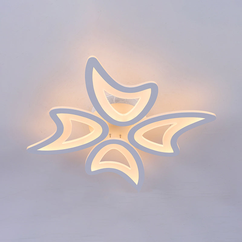 Modern 3/4/5 Lights Ceiling Lamp with Acrylic Shade White LED Leaves Flush Mount Ceiling Light in Warm/White/Natural Light Clearhalo 'Ceiling Lights' 'Close To Ceiling Lights' 'Close to ceiling' 'Semi-flushmount' Lighting' 1401566