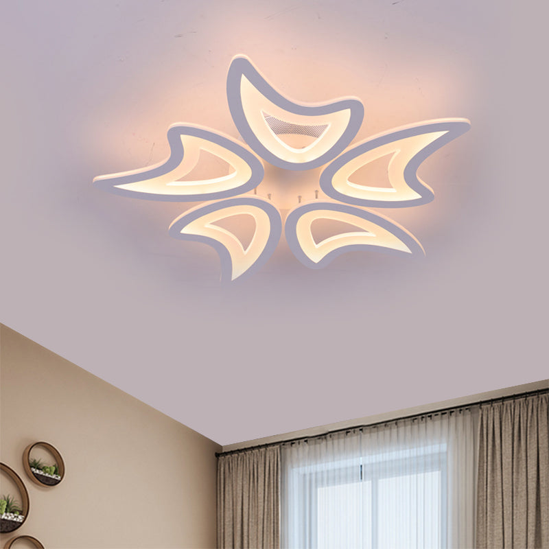 Modern 3/4/5 Lights Ceiling Lamp with Acrylic Shade White LED Leaves Flush Mount Ceiling Light in Warm/White/Natural Light Clearhalo 'Ceiling Lights' 'Close To Ceiling Lights' 'Close to ceiling' 'Semi-flushmount' Lighting' 1401569